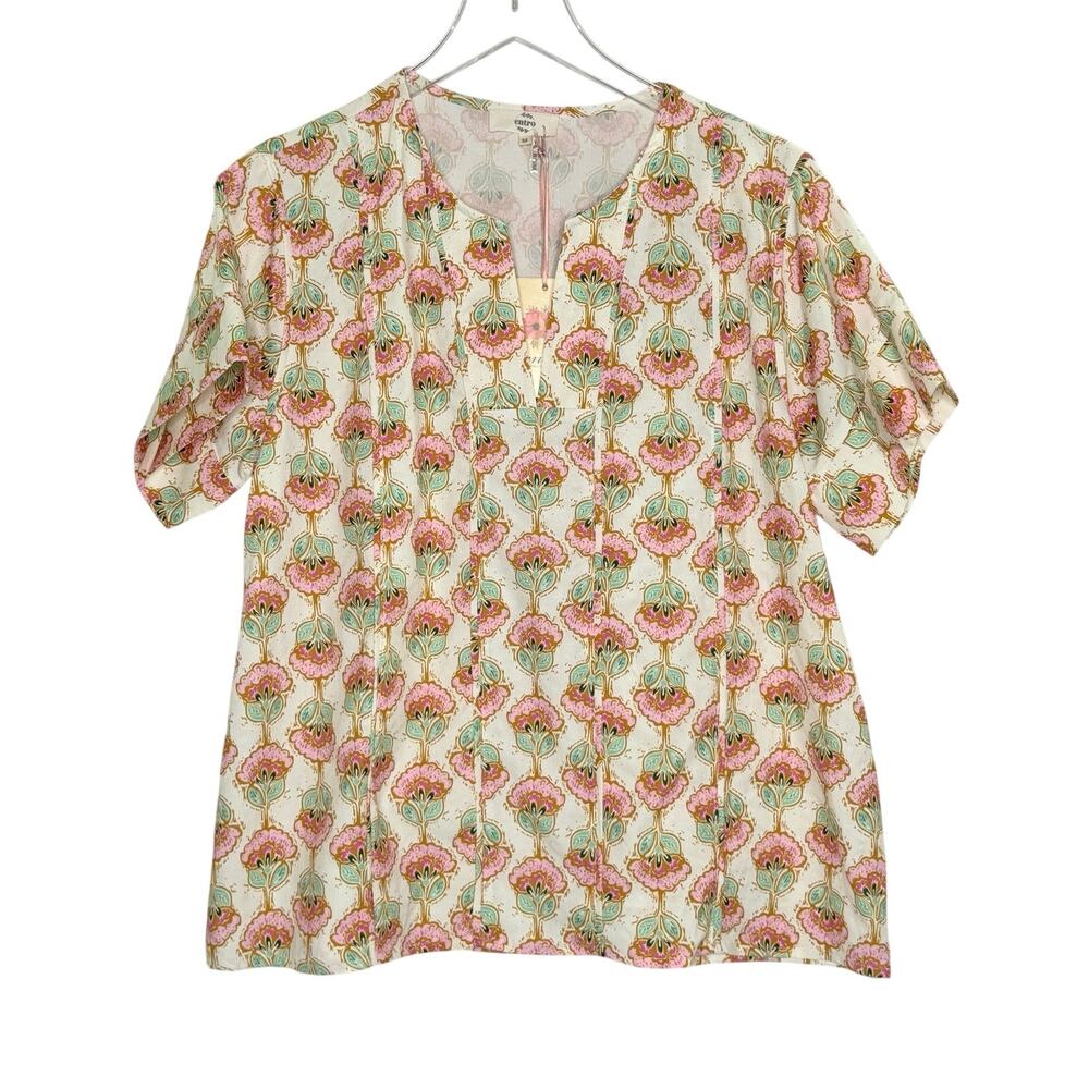 Umgee Dreaming In Detail Cream Pink Floral Blouse M NEW Coquette Cottage